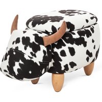 HOMCOM Tierhocker Dekohocker mit Stauraum 62x35x36cm Polsterhocker im Schweinchen-Design Schwarz Weiß für Wohnzimmer & Kinderzimmer   Aosom.de von HOMCOM