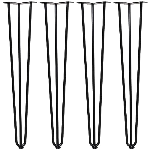 HOMCOM Tischbeine, 4er-Set Tischfüße, Möbelfüße aus Stahl Tischgestell mit Gabel-Design für Couchtisch, Esstisch, Schwarz, 12 x 12 x 72 cm von HOMCOM