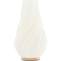 HOMCOM Tischlampe, Smart LED Tischleuchte mit 3D-Druck blütenähnlichen Lampenschirm, App/Sprachsteuerung, Musiksynchronisation, Dimmbar Nachttischlampe mit Alexa & Google Assistant, Weiß   Aosom von HOMCOM