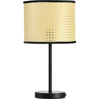 HOMCOM Tischlampe, Tischleuchte mit E27 Sockel, 40 W Nachttischlampe mit Ratten-Lampenschirm, exkl. Leuchtmittel, für Schlafzimmer, Wohnzimmer, Natur von HOMCOM