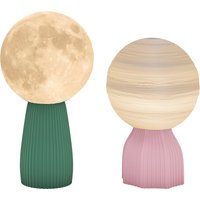 HOMCOM Tischlampe 2er Set LED Mond Tischleuchte USB-betriebenes Planeten Nachttischlampe mit 3 Lichtfarben, 10 einstellbaren Helligkeitsstufen für Wohnzimmer, Spielzimmer, Weiß   Aosom von HOMCOM