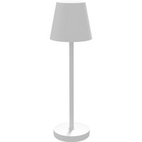 HOMCOM Tischlampe Aufladbare USB Tischleuchte mit 3 Lichtfarben Tragbare Nachttischlampe mit Touch-Schalter für Wohnzimmer Metall Weiß   Aosom.de von HOMCOM