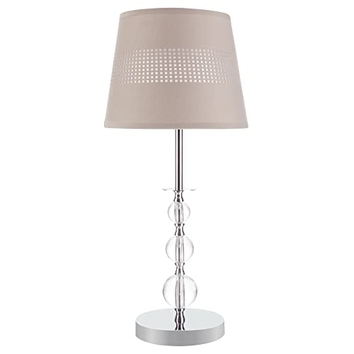 HOMCOM Tischlampe Nachttischlampe 54 cm Tischleuchte mit Stoff Schirm für Schlafzimmer Wohnzimmer Schreibtischlampe moderne Stil E27-Fassung 40 W Acryl Metall Grau von HOMCOM