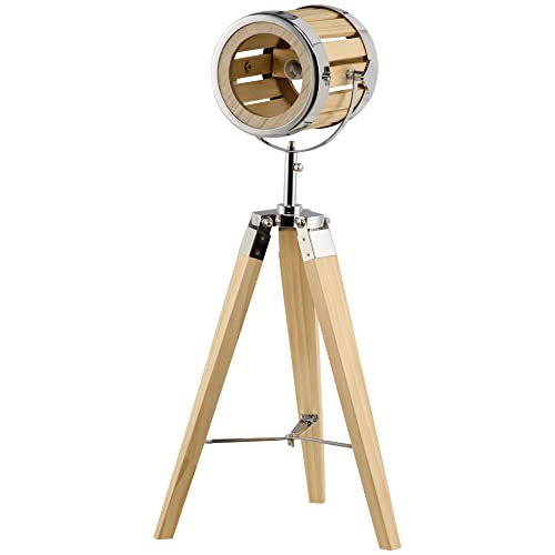 HOMCOM Tischleuchte 40 W Tischlampe Stativlampe mit E14 Sockel Stativ Nachttischlampe mit Dreibein und verstellbarem Holzlampenschirm Tripodlampe Stahl Natur 30 x 30 x 68 cm HOMCOM Tischleuchte 40 W Tischlampe Stativlampe mit E14 Sockel Stativ Nachttischlampe mit Dreibein und verstellbarem Holzlampenschirm Tripodlampe Stahl Natur 30 x 30 x 68 cm von HOMCOM