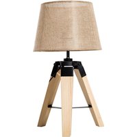 HOMCOM Tischleuchte  Nachttischlampe, E27, Leinenoptik, Kiefer+Polyester, 24x24x45cm, Beige  Aosom.de von HOMCOM