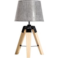 HOMCOM Tischleuchte Tischlampe Nachttischlampe E27 Leinenoptik, Kiefer+Polyester, 24x24x45cm von HOMCOM