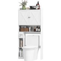 HOMCOM Toilettenaufsatzmöbel über Toilette Schrank mit X-förmigen Scheunentüren, verstellbarem Regal, offenen Fächern und Papiertücherhalter, 81,5x19,6x172cm, weiß Aosom HOMCOM Toilettenaufsatzmöbel über Toilette Schrank mit X-förmigen Scheunentüren, verstellbarem Regal, offenen Fächern und Papiertücherhalter, 81,5x19,6x172cm, weiß Aosom von HOMCOM