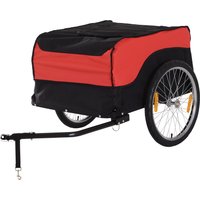 HOMCOM Transportanhänger Lastenanhänger Fahrradanhänger Cargo Trailer rot-schwarz für vielseitige Transporte   Aosom.de von HOMCOM