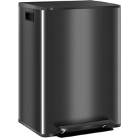 HOMCOM Treteimer 60 l (2×30 l) – Doppel-Kompartiment, Edelstahl, Soft-Close Deckel, herausnehmbare Inneneimer, Silber   Aosom von HOMCOM