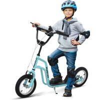 HOMCOM Scooter Tretroller  Kinderroller Cityroller Kickboard mit Luftreifen 12 Zoll, ab 5 Jahre, Blau, 120x58x75-80cm  Aosom.de von HOMCOM