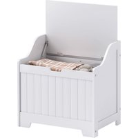 HOMCOM Truhe, Aufbewahrungsbox, Auflagenbox mit Sicherheitsscharnier, U-förmigem Ausschnitt, Gerätetruhe mit Deckel, für Wohnzimmer, Schlafzimmer, Weiß, 60 x 38 x 56 cm   Aosom von HOMCOM
