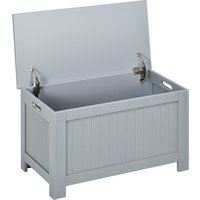 HOMCOM Truhe Aufbewahrungsbox 81x40x46cm vielseitig mit Griff Geräteschrank Holzwerkstoff Grau für Garten & Terrasse   Aosom.de von HOMCOM