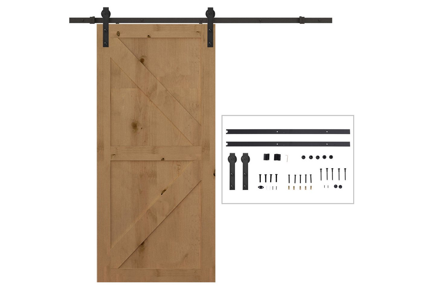 HOMCOM Türbeschlag 200 cm (Schiebetürsystem, 1 St., Schiebetüren-Beschlagsatz), aus Kohlenstoffstahl Schwarz von HOMCOM