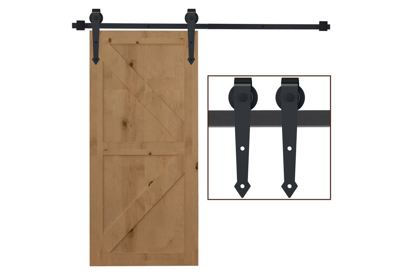 HOMCOM Türbeschlag Schiebetüren-Beschlagsatz 200 cm (Komplett-Set, 19 St., chiebetürsystem), aus Kohlenstoffstahl Schwarz von HOMCOM