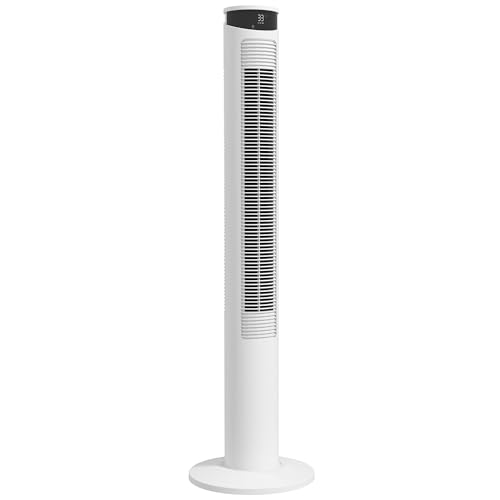 HOMCOM Turmventilator, Standventilator mit 3 Belüftungsstufen, Fernbedienung, 45W Ventilator mit 12H Timer, 70° Oszillation, für Schlafzimmer, Weiß HOMCOM Turmventilator, Standventilator mit 3 Belüftungsstufen, Fernbedienung, 45W Ventilator mit 12H Timer, 70° Oszillation, für Schlafzimmer, Weiß von HOMCOM