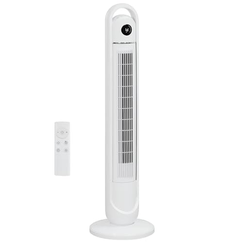 HOMCOM Turmventilator, Standventilator mit 3 Belüftungsstufen, Fernbedienung, 55W Ventilator mit 24H Timer, LCD-Anzeige, 60° Oszillation, für Schlafzimmer, Weiß HOMCOM Turmventilator, Standventilator mit 3 Belüftungsstufen, Fernbedienung, 55W Ventilator mit 24H Timer, LCD-Anzeige, 60° Oszillation, für Schlafzimmer, Weiß von HOMCOM