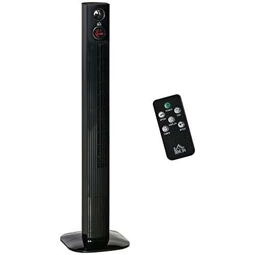 HOMCOM Turmventilator Säulenventilator mit Fernbedienung Standventilator Aroma-Diffusor Timer-Funktion 3 Belüftungsstufen 45W 70° Oszillation Schwarz 31,5 x 31,5 x 117 cm von HOMCOM