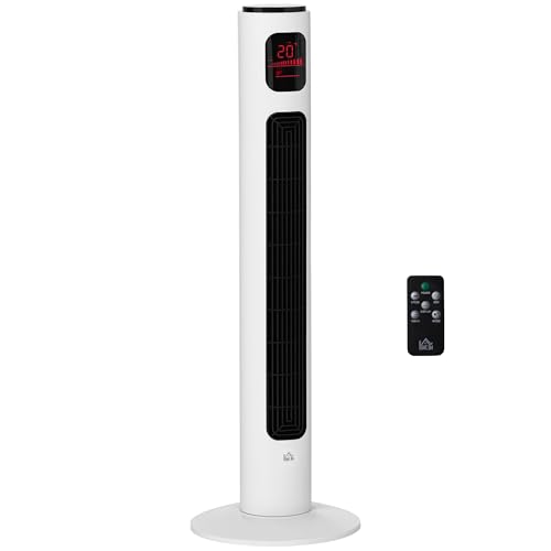 HOMCOM Turmventilator mit Fernbedienung 70° oszillierender 96 cm Standventilator Säulenventilator 45 W mit 3 ModiTimer Weiß+Schwarz HOMCOM Turmventilator mit Fernbedienung 70° oszillierender 96 cm Standventilator Säulenventilator 45 W mit 3 ModiTimer Weiß+Schwarz von HOMCOM