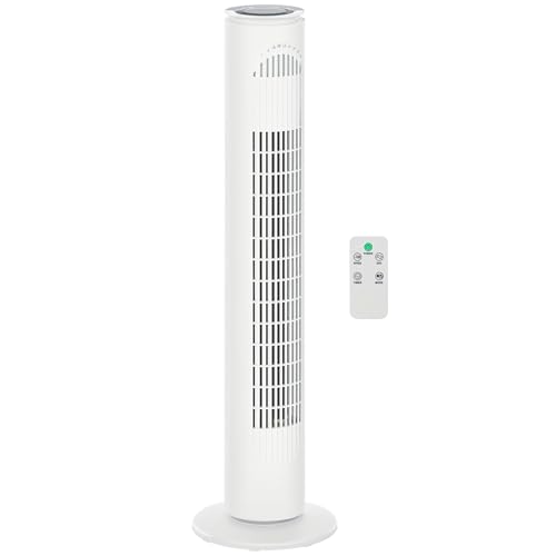 HOMCOM Turmventilator, Standventilator mit 3 Belüftungsstufen, Fernbedienung, 45W Ventilator mit 10H Timer, LCD-Anzeige, 70° Oszillation, für Schlafzimmer, Weiß HOMCOM Turmventilator, Standventilator mit 3 Belüftungsstufen, Fernbedienung, 45W Ventilator mit 10H Timer, LCD-Anzeige, 70° Oszillation, für Schlafzimmer, Weiß von HOMCOM