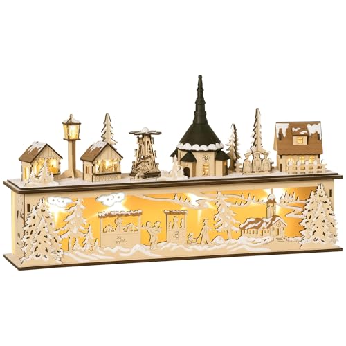 HOMCOM Verschneites Weihnachtsdorf Weihnachtsdeko mit 10 LEDs Winterlandschaft beleuchtet Fensterdeko Tischdeko Natur 45 x 10 x 25 cm HOMCOM Verschneites Weihnachtsdorf Weihnachtsdeko mit 10 LEDs Winterlandschaft beleuchtet Fensterdeko Tischdeko Natur 45 x 10 x 25 cm von HOMCOM