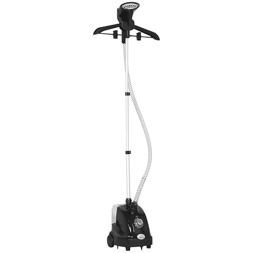 HOMCOM Vertikale Dampfbügelstation, Vertikale Bügelstation 1950W 1.4L mit ausziehbarer Stange und 2 Rädern für Kleidung, Vorhänge und Sofas, ABS und PP, 26x21.5x29 cm, Schwarz HOMCOM Vertikale Dampfbügelstation, Vertikale Bügelstation 1950W 1.4L mit ausziehbarer Stange und 2 Rädern für Kleidung, Vorhänge und Sofas, ABS und PP, 26x21.5x29 cm, Schwarz von HOMCOM