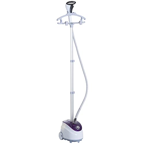 HOMCOM Vertikaler Dampfbügeleisen Kleiderglätter 1,8 L 1800 W Dampfstoß 30g/min Teleskopstange weiß lila von HOMCOM