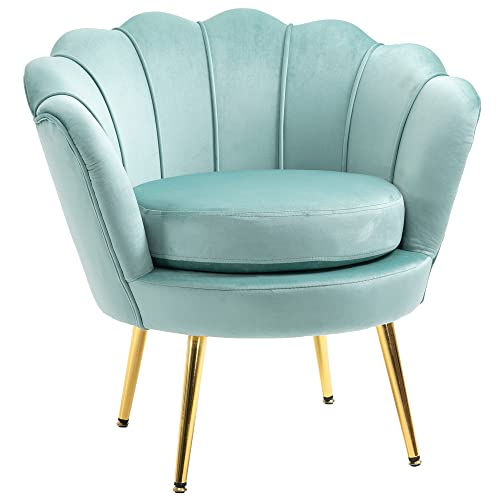 HOMCOM Vintage Design Grüner Samt Sessel, Schlafzimmer Sessel mit hoher Rückenlehne 76x67x74cm von HOMCOM