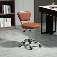 HOMCOM Vintage Massagehocker - drehbarer Arbeitsstuhl 360° - Höhenverstellbarer Sitz 49-64 cm - braunes Kunstleder verchromtes Metall   Aosom von HOMCOM