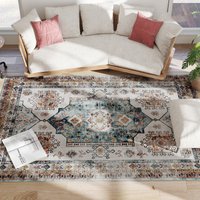 HOMCOM Vintage Teppich Rutschfest und Waschbar, Kurzflor Teppich für Wohnzimmer und Schlafzimmer, 230x160 cm, Multicolor   Aosom von HOMCOM