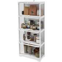 HOMCOM Vitrine für Sammler Buffet Wohnzimmer Aufbewahrungsmöbel mit 4 Ebenen und abklappbaren Türen, für Wohnzimmer Büro Schlafzimmer, 59 x 30 x 139 cm, weiß   Aosom von HOMCOM