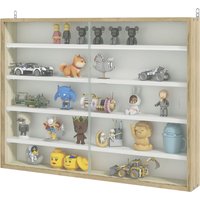HOMCOM Vitrine für Sammlung Wandvitrine 80 x 9,5 x 60 cm mit 4 verstellbaren Regalen und 2 Schiebetüren aus Glas, für Sammlung von Figuren und Miniaturautos, Eiche   Aosom von HOMCOM