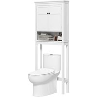 HOMCOM WC-Regal über der Toilette Waschmaschinenmöbel Badezimmermöbel mit Fach, 2-türigem Schrank, verstellbaren Regalen - 70 x 20 x 175 cm, weiß   Aosom von HOMCOM