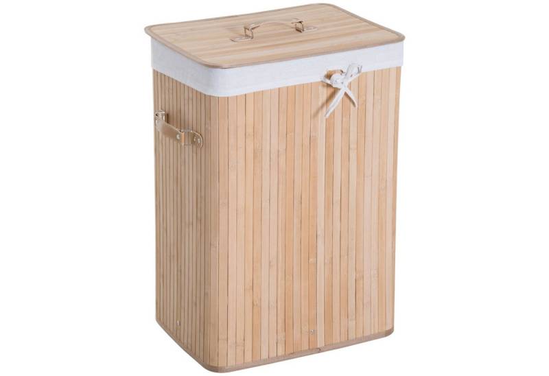 HOMCOM Wäschekorb (Wäschekorb, 1 St., Wäschebox), Bambus, faltbar, 72L, Natur, 40 x 30 x 60 cm von HOMCOM
