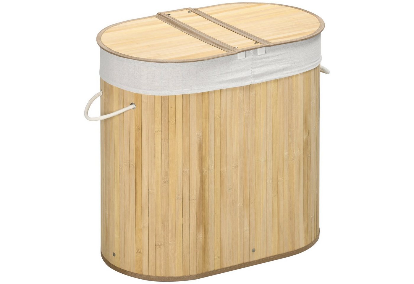 HOMCOM Wäschekorb 100L mit Deckel, Griff Wäschesortierer, herausnehmbarem Wäschesack (Wäschesammler, 1 St., Wäschebox), Bambus Natur von HOMCOM