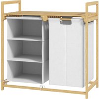HOMCOM Wäschekorb 4 Fächer Wäschesammler mit 2 ausziehbaren & abnehmbaren Wäschesäcken aus Vliesstoff, Ablage 83L Wäschebox mit Griff Wäschesortierer 70 x 36 x 70 cm Bambus Weiß Aosom HOMCOM Wäschekorb 4 Fächer Wäschesammler mit 2 ausziehbaren & abnehmbaren Wäschesäcken aus Vliesstoff, Ablage 83L Wäschebox mit Griff Wäschesortierer 70 x 36 x 70 cm Bambus Weiß Aosom von HOMCOM