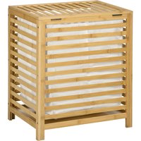 HOMCOM Wäschekorb 55L Bambus Wäschetruhe mit Deckel und entnehmbarem Wäschesack für Schlafzimmer und Bad 50x36x60cm Natur   Aosom.de von HOMCOM