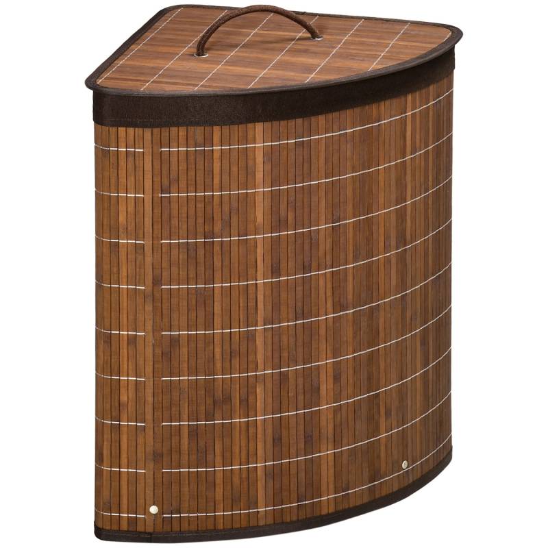 HOMCOM Wäschekorb 55L mit Deckel Griff Herausnehmbarem Wäschesack Bambus Braun von HOMCOM