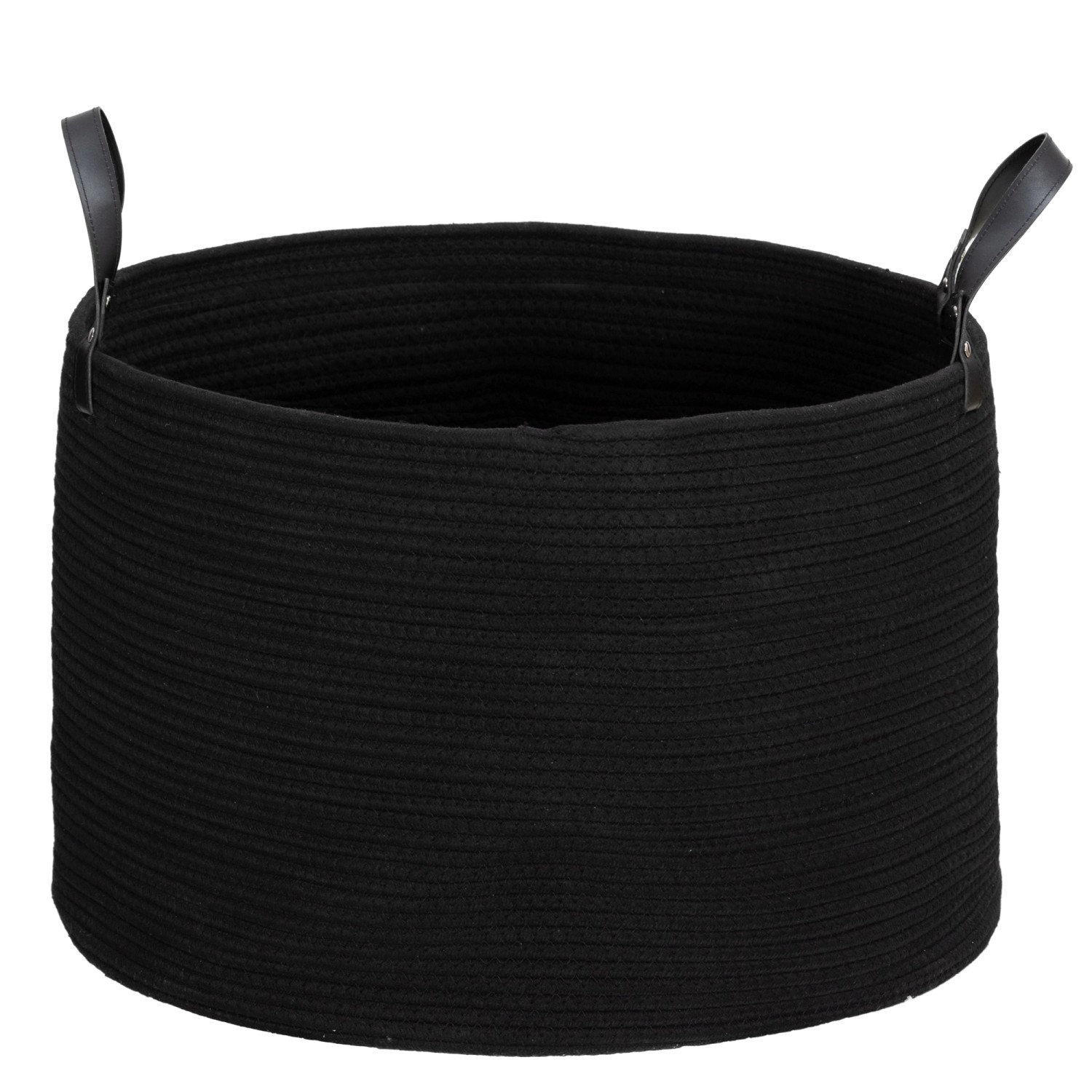 HOMCOM Wäschekorb 88L Baumwollseil Schwarz 56L x 56B x 35,5H cm von HOMCOM