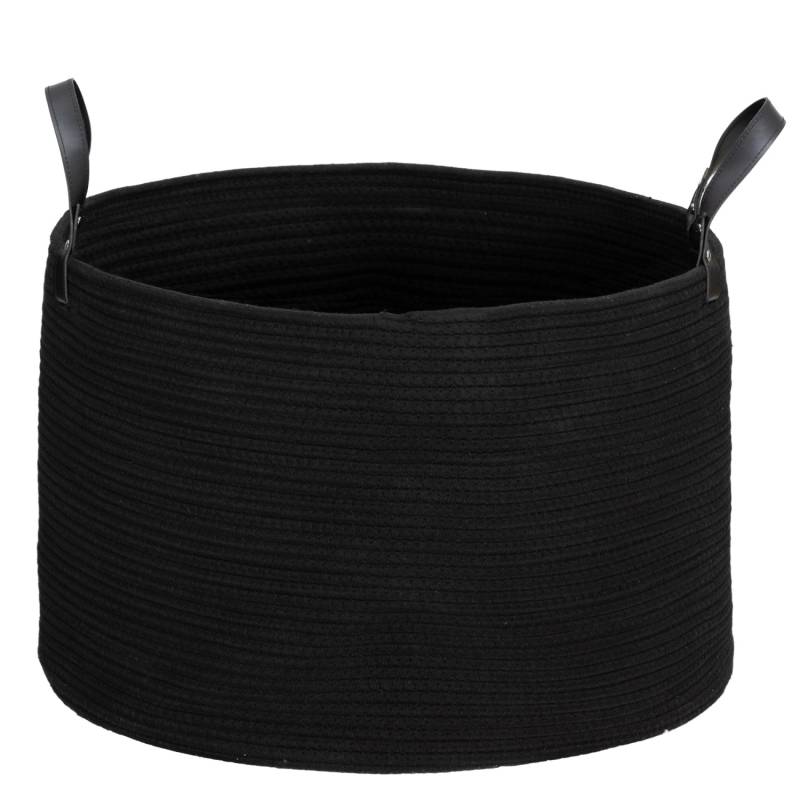 HOMCOM Wäschekorb 88L Baumwollseil Schwarz 56L x 56B x 35,5H cm von HOMCOM
