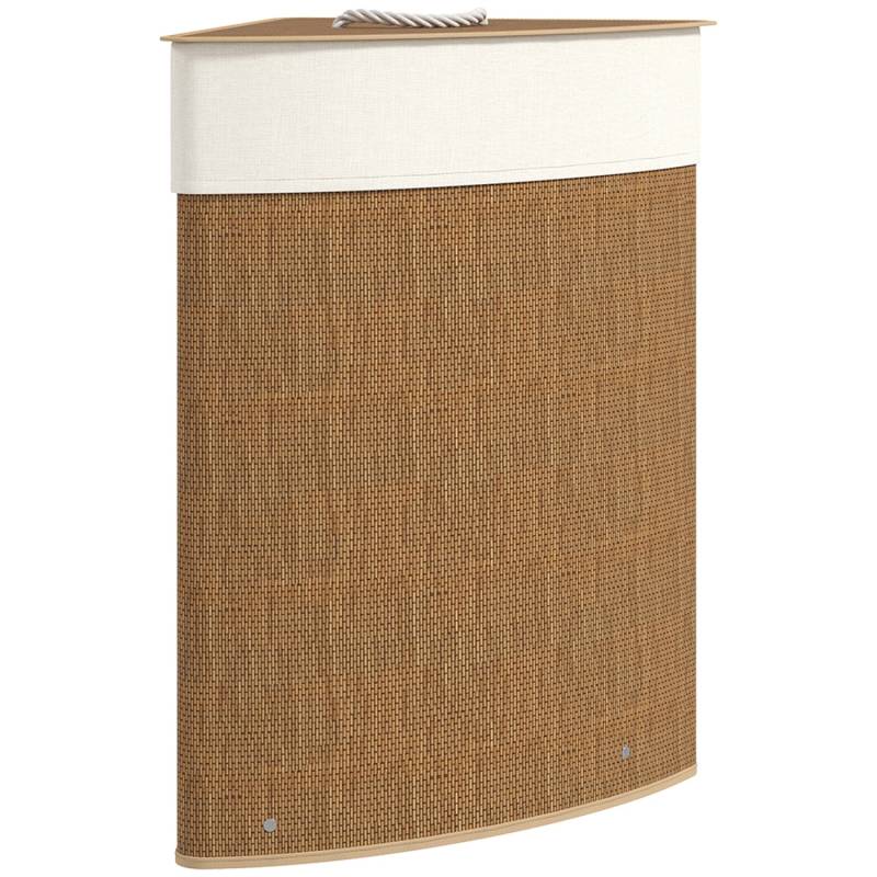 HOMCOM Wäschekorb Bambus 35L x 35B x 60H cm Braun von HOMCOM