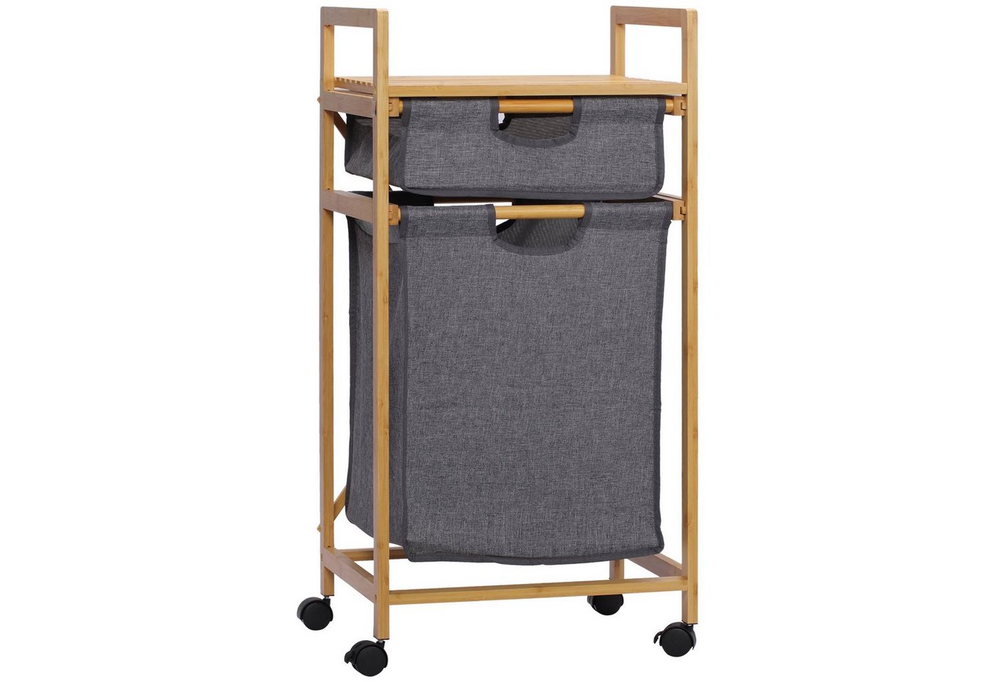 HOMCOM Wäschekorb mit Schublade, 4 Räder (Set, 1 St., 1 x Wäschekorb), Breite 35 cm, aus Bambus von HOMCOM
