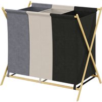 HOMCOM Wäschekorb Plegable mit 3 Fächern Fassungsvermögen 129L Wäschesammler mit X-förmigem Bambusgestell und Herausnehmbaren Beuteln 75x48x67 cm Multicolor Aosom HOMCOM Wäschekorb Plegable mit 3 Fächern Fassungsvermögen 129L Wäschesammler mit X-förmigem Bambusgestell und Herausnehmbaren Beuteln 75x48x67 cm Multicolor Aosom von HOMCOM