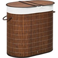 Wäschekorb Wäschebox 100L Wäschesammler mit Deckel, 2 Wäschesäcken, Braun von HOMCOM