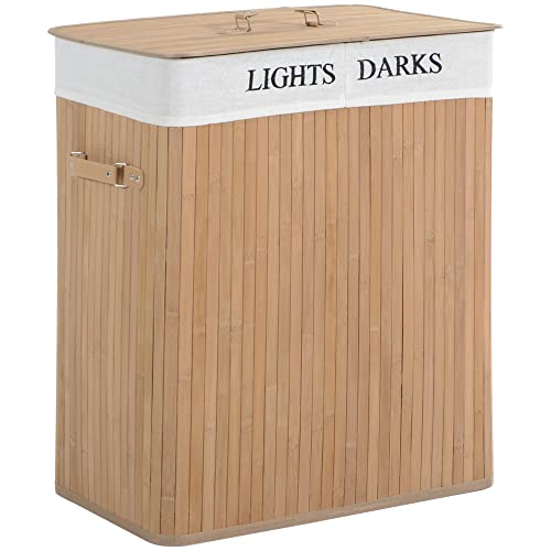 HOMCOM Wäschekorb Wäschebox Wäschesack mit waschbarem Wäschesammler mit Deckel Griffen Segeltuch + Bambus Natur 100L 52 x 32 x 63 cm HOMCOM Wäschekorb Wäschebox Wäschesack mit waschbarem Wäschesammler mit Deckel Griffen Segeltuch + Bambus Natur 100L 52 x 32 x 63 cm von HOMCOM