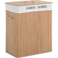 HOMCOM Bambus Wäschekorb mit Deckel 100 L Wäschesammler mit PU-Griffen, Wäschesack aus Segeltuch, Laundry Baskets Wäschesortierer für Waschküche von HOMCOM