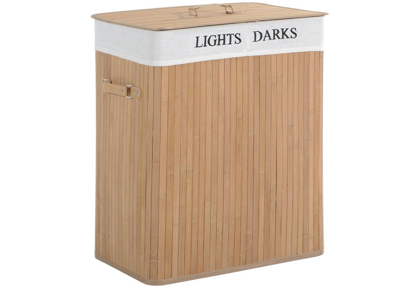 HOMCOM Wäschekorb Wäschesack mit waschbarem Wäschesammler mit Deckel Griffen (Wäschebox, 1 St., Wäschekorb), Segeltuch + Bambus Natur 100L 52 x 32 x 63 cm von HOMCOM