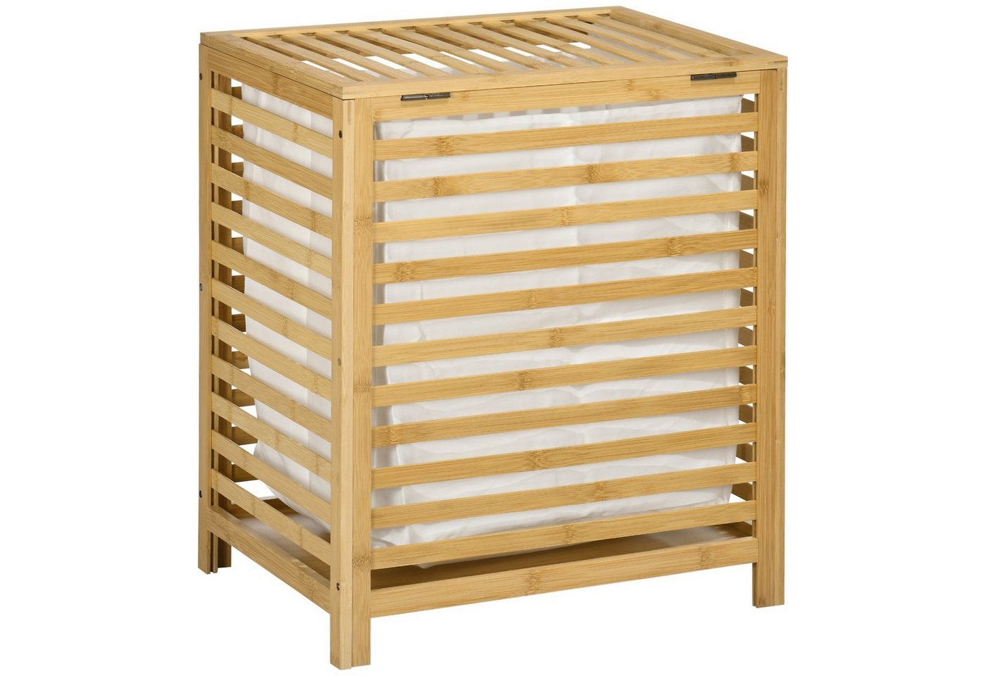 HOMCOM Wäschekorb 55L, Wäschesammler mit Deckel, Entnehmbarem Wäschesack (Wäschebox, 1 St., Wäschetruhe), Bambus, 50 x 36 x 60 cm, Natur von HOMCOM