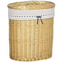 Wäschekorb aus Weide Weidenrute Wäschesammler geflochten mit Deckel Natur 100L 51 x 38 x 57 cm von HOMCOM