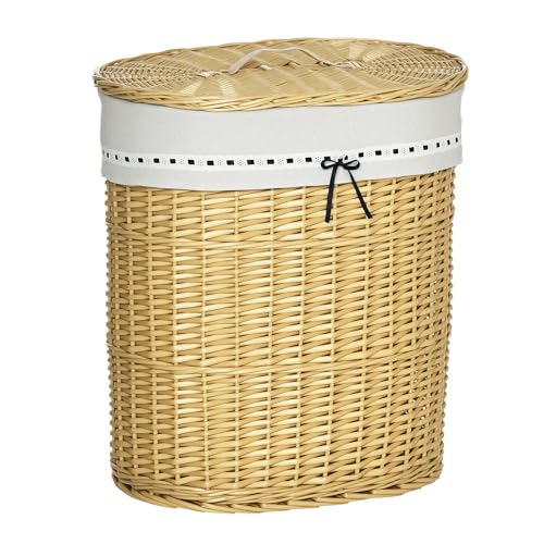 HOMCOM Wäschekorb aus Weide mit Deckel Wäschesammler mit Griff, herausnehmbarer Wäschesack, Laundry Baskets Wäschebox für Badezimmer Waschküche Schlafzimmer Natur HOMCOM Wäschekorb aus Weide mit Deckel Wäschesammler mit Griff, herausnehmbarer Wäschesack, Laundry Baskets Wäschebox für Badezimmer Waschküche Schlafzimmer Natur von HOMCOM