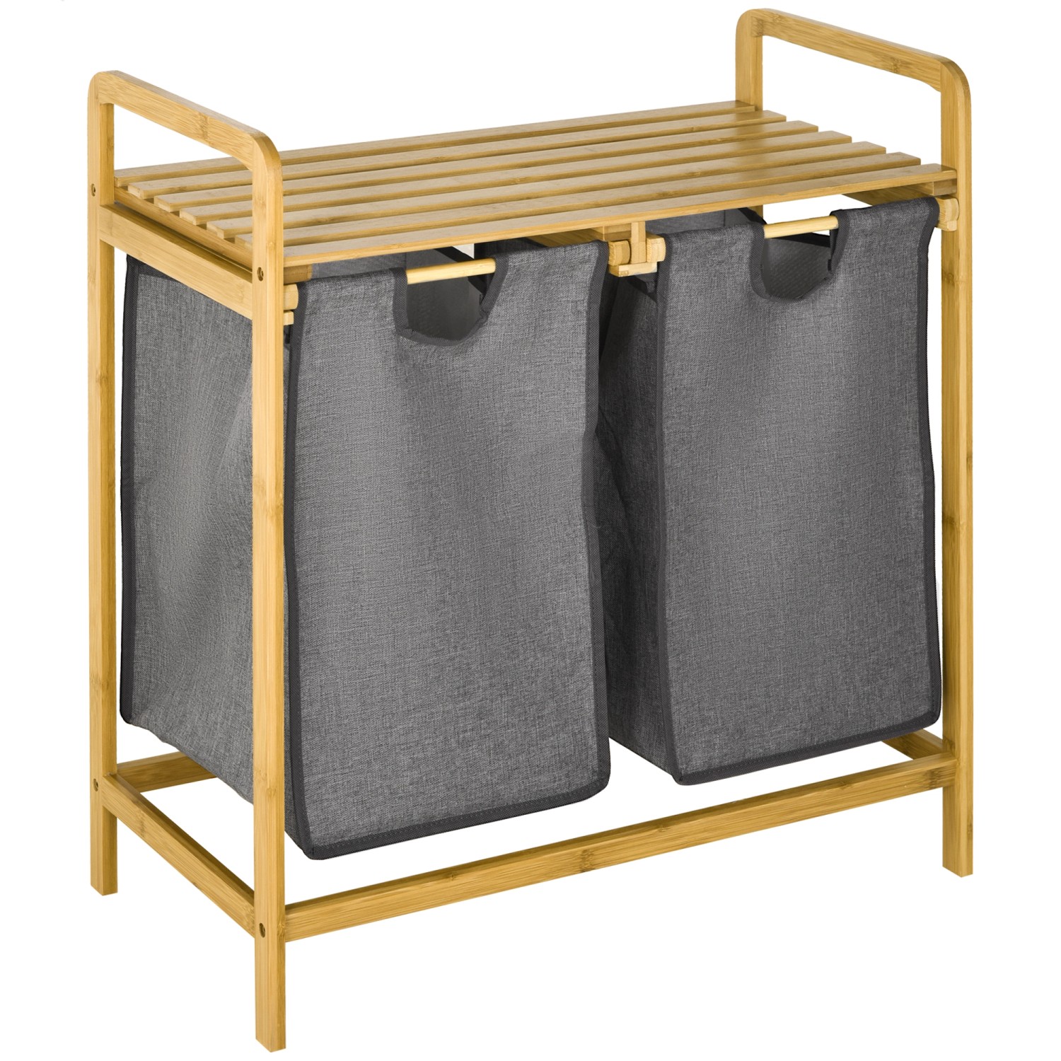 HOMCOM Wäschekorb mit 2 Abnehmbaren Wäschesäcke Bambus Grau 63,5 x 33 x 73 cm HOMCOM Wäschekorb mit 2 Abnehmbaren Wäschesäcke Bambus Grau 63,5 x 33 x 73 cm von HOMCOM